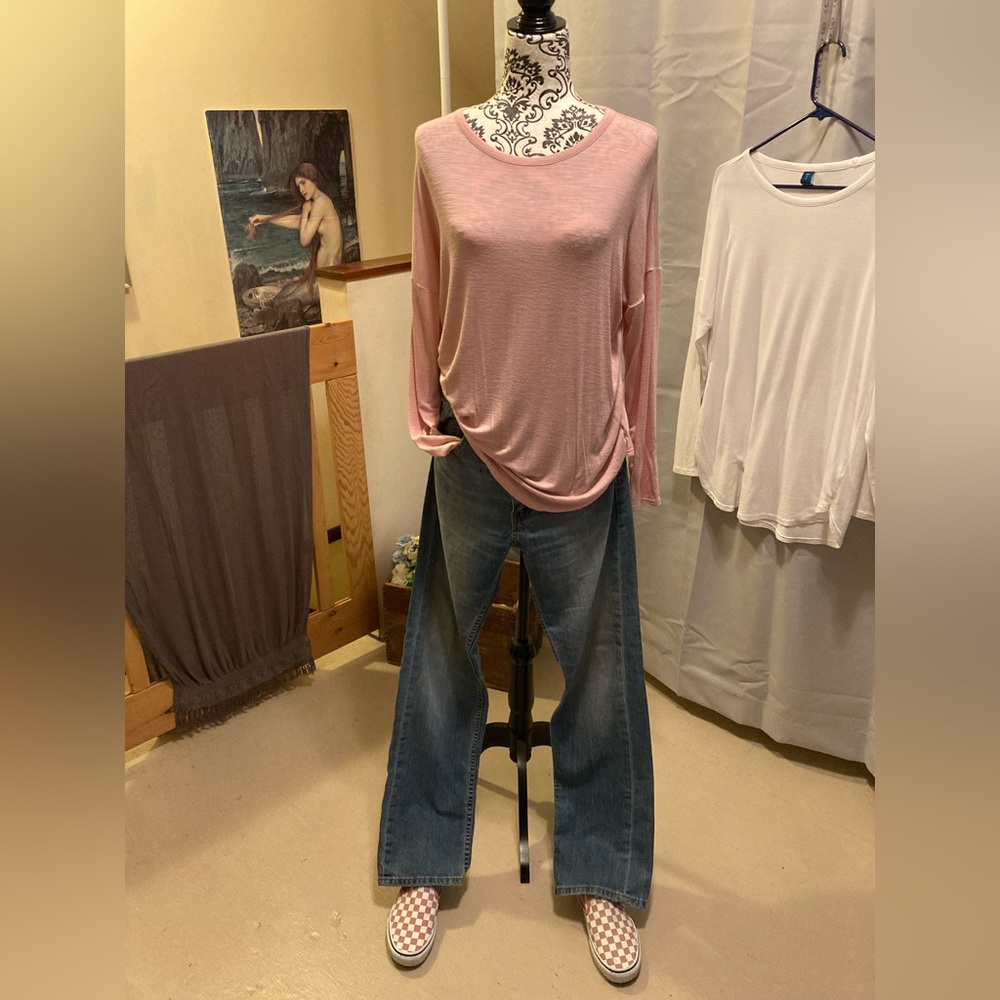 OLD NAVY Abalone Pink, Luxe Long-Sleeve Tunic T-Shirt (S)
